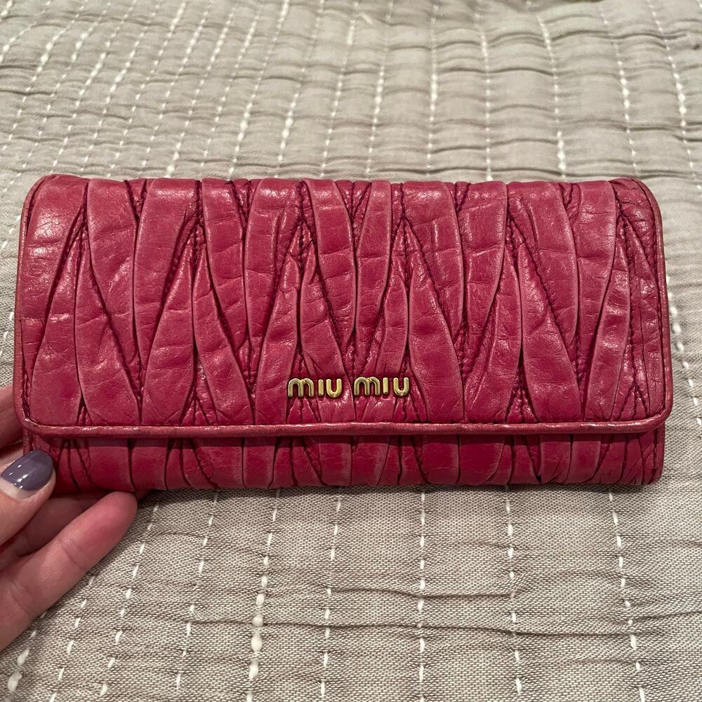 Miu Miu Matalesse Nappa Leather Wallet Red Pink - Picture 2 of 15